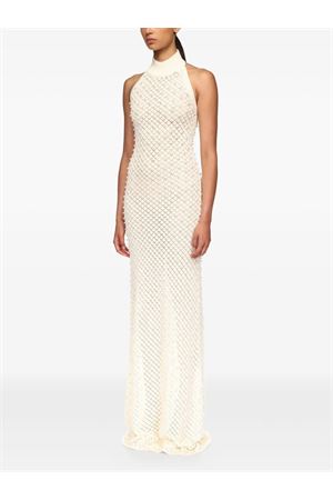 Pearl Embellished Knit Halter Gown DAVID KOMA | RE26DKKN17DLWHITE
